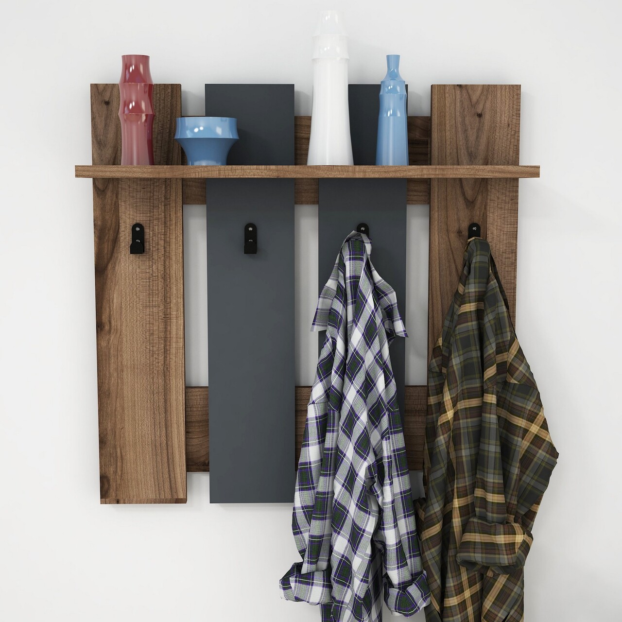 Cuier Mita, Puqa Design, 70x18x70 cm, maro/antracit - imagine 5
